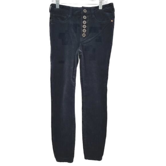 Anthropologie Pilcro Mid Rise Corduroy Velvet Skinny Jeans Ankle size 26 Navy - Picture 4 of 6